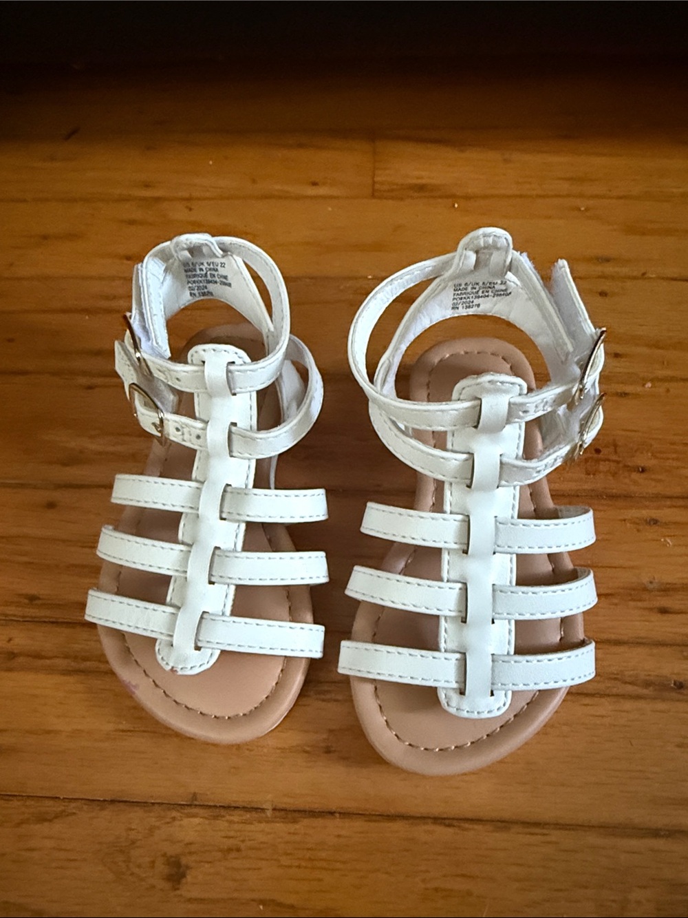fabkids White Girls' T-Strap Gladiator Sandals